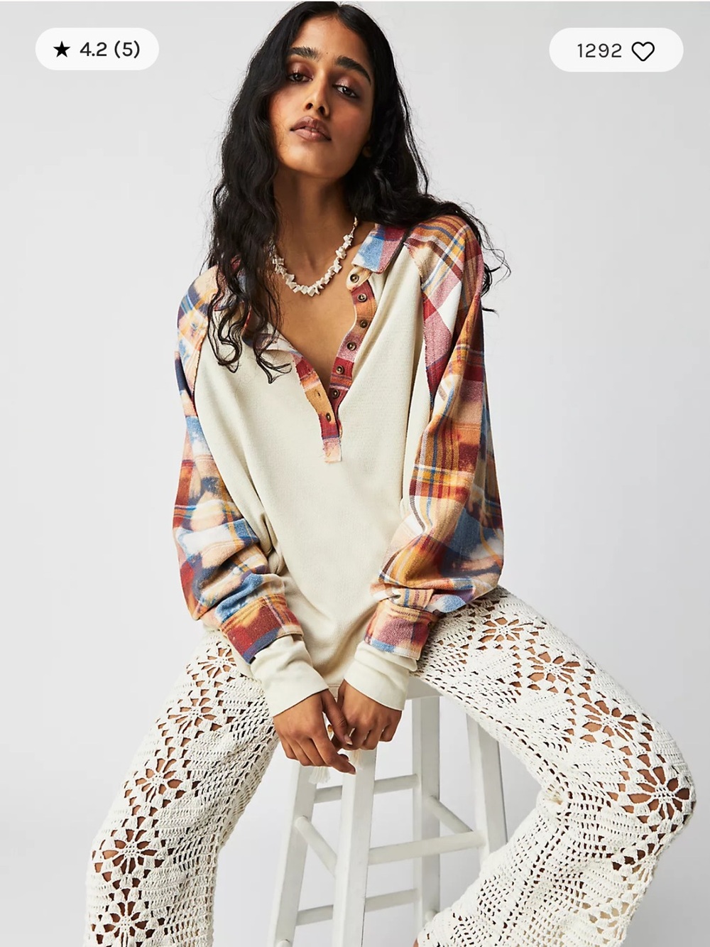 We The Free Collared Plaid Isabelle Thermal Size Small